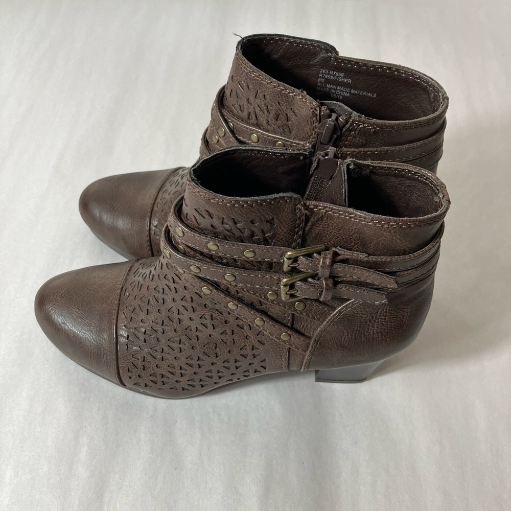 RIALTO Women’s Heeled Ankle Booties Brown‎ 6M Size Zip Casual  Western